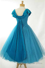 Peacock Blue Square Neck A Line Homecoming Dress