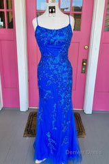 Royal Blue Mermaid Prom Dress with Appliques