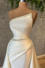 A-line Asymmetrical Beaded Floor-length Open Back Sleeveless Prom Dresses