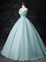 A-Line Beads Blue Long Prom Dresses, Blue Long Formal Dresses