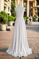 A-line Chiffon Gown Sweetheart Strapless Ruffles Long Bridesmaid Dress