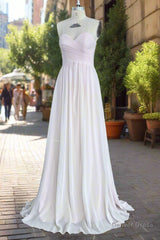 A-line Chiffon Gown Sweetheart Strapless Ruffles Long Bridesmaid Dress