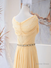 A-Line Chiffon Long Prom Dresses, Sweetheart Neck Chiffon Formal Dress