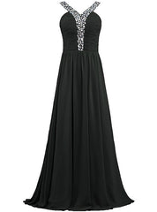 A-Line Halter Chiffon Pleats Bridesmaid Dress With Beading