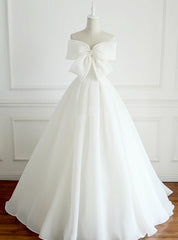 A-Line Long White Chiffon Strapless Floor Length Wedding Dresses