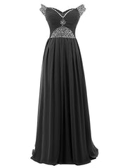 A-Line Off The Shoulder Chiffon Beading Pleats Bridesmaid Dresses