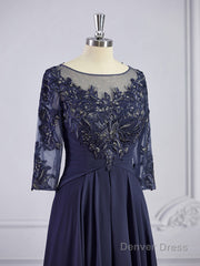 A-Line/Princess Bateau Floor-Length Chiffon Mother of the Bride Dresses With Appliques Lace