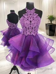 A-Line/Princess Halter Short/Mini Tulle Homecoming Dresses