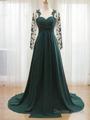 A-Line/Princess Sweetheart Sweep Train Chiffon Mother of the Bride Dresses With Appliques Lace