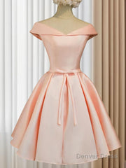 A-Line/Princess V-neck Short/Mini Satin Homecoming Dresses With Bow