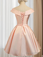 A-Line/Princess V-neck Short/Mini Satin Homecoming Dresses With Bow