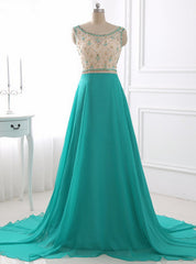 A Line Prom Dresses Chiffon Evening Dress Illusion Sparkly Beading Bodice Prom Dress