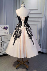 A-line Satin Short Prom Dresses,Homecoming Dresses with Black Lace