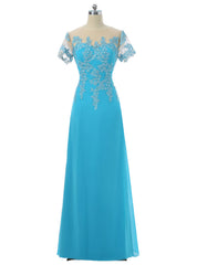 A-line Short Sleeves Chiffon Lace Mother Of The Bride Dresses