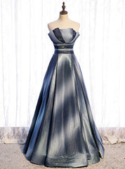 A-Line Strapless Pleats Sleeveless Prom Dress