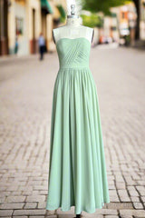 A-line Sweetheart Chiffon Floor-Length Long Bridesmaid Dress