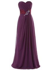 A-Line Sweetheart Pleats Bridesmaid Dresses With Crystal