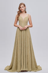 Prom Pictures, A-Line V-Neck Polyester With Train Sash Formal Party Dresses