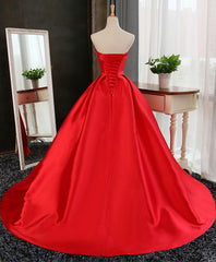 Aline Burgundy Satin Long Prom Gown,  Evening Dresses