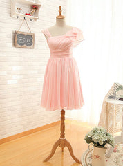 Asymmetrical Straps Pearl Pink Bridesmaid Dresses Pearl Pink Party Dresses