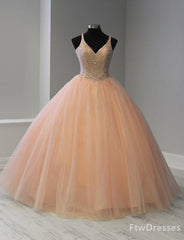 sleeveless v neck quinceanera Dresses