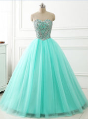 Ball Gown Beaded Crystals Sweetheart Tulle Sweet 16 Years Quinceanera Dresses