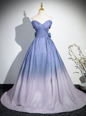 Ball Gown Blue Off the Shoulder Bow Prom Dresses