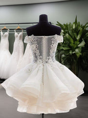 Ball-Gown Off-the-Shoulder Appliques Lace Short/Mini Organza Dresses