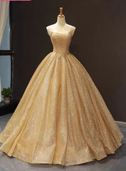 Ball Gown Sequins Gold Quinceanera Dresses Sweet 16 Dresses With Pocket