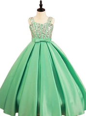 Ball Gown Spaghetti Straps Sweetheart Crystal Bow Sash Girl Dresses