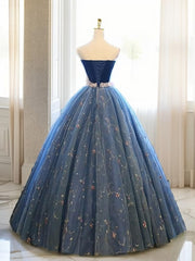 Ball-Gown Sweetheart Beading Floor-Length Tulle Dresses