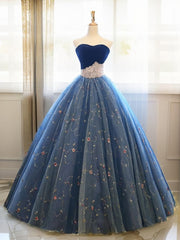 Ball-Gown Sweetheart Beading Floor-Length Tulle Dresses