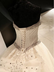 Ball-Gown Sweetheart Sequin Cathedral Train Tulle Wedding Dresses