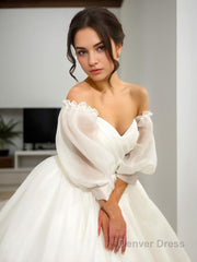 Ball Gown Sweetheart Sweep Train Satin Wedding Dresses