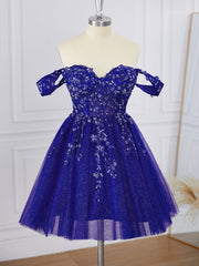 Ball-Gown Tulle Off-the-Shoulder Appliques Lace Corset Short/Mini Dresses