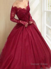 Ball Gown V-neck Floor-Length Tulle Prom Dresses With Lace