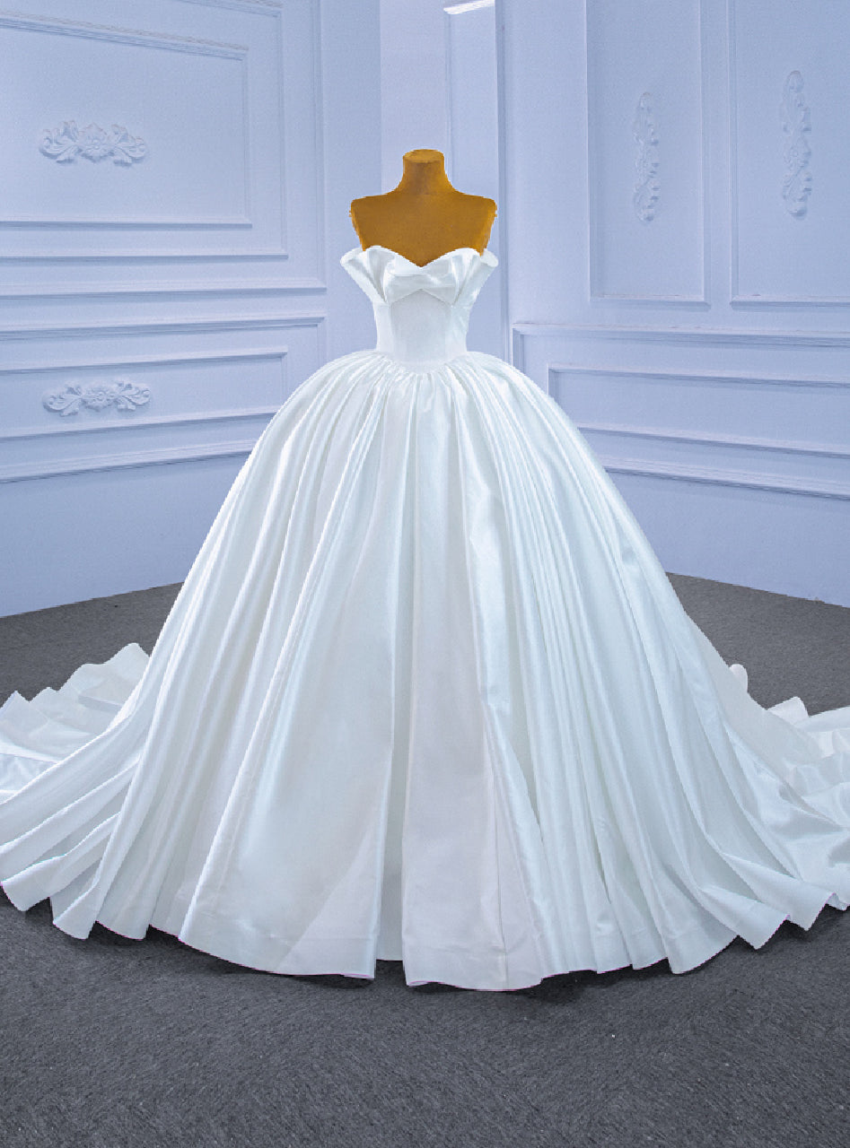 Ball Gown White Satin Sweetheart Wedding Dress