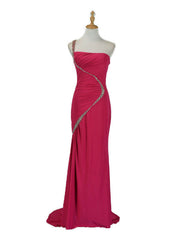 Beaded Chiffon One Shoulder Wedding Party Evening Dresses Mother of The Bride Dresses