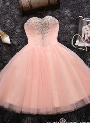 Beads Sequins Short Homecoming Dresses Sweetheart Coral Pink Hoco Dresses