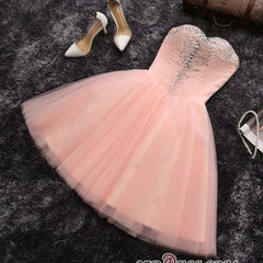 Beads Sequins Short Homecoming Dresses Sweetheart Coral Pink Hoco Dresses