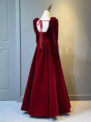 Beautiful A Line Red Velvet Prom Dresses Sweatheart Party Dresses Brithday Ball Gown