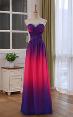 Beautiful Gradient Chiffon Sweetheart Beaded Prom Dresses A-line Gradient Party Dresses prom Dresses shops