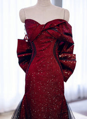 Black And Red Long Party Dresses Prom Dresses, Sweetheart Satin Evening Dresses Formal Dresses