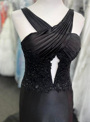 Black Halter Long Prom Dresses with Corset Top and Slit Skirt