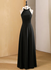 Black Halter Sleeveless Bow Prom Dress