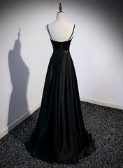 Black Satin Long Party Dresses Black Simple Junior Prom Dresses prom Dresses shops