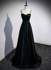 Black Satin Long Party Dresses Black Simple Junior Prom Dresses prom Dresses shops