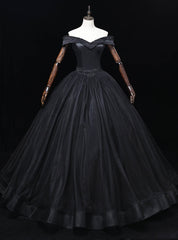 Black Tulle Off the Shoulder Beading Quinceanera Dresses