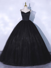 Black Tulle Straps Quinceanera Dress