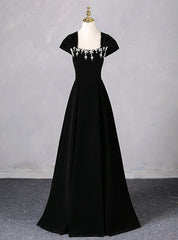 Black Velvet Bead Crystal Prom Dresses